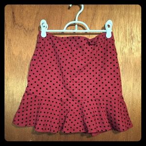 Burgundy Polka Dot Miniskirt